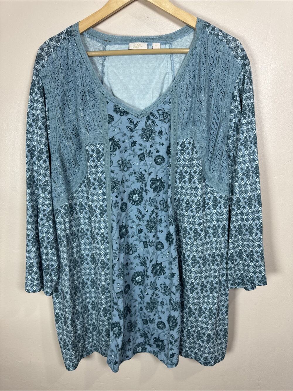 logo lavish lori goldstein Womens Plus Peasant Blouse 4X Patchwork Boho QVC